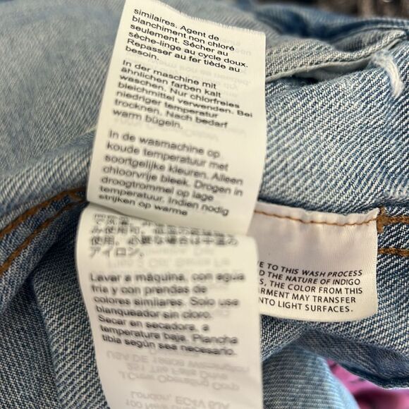 Madewell Oversized Blue Denim Jean Trucker Jacket Junction Wash XSmall Distress - Picture 13 of 15